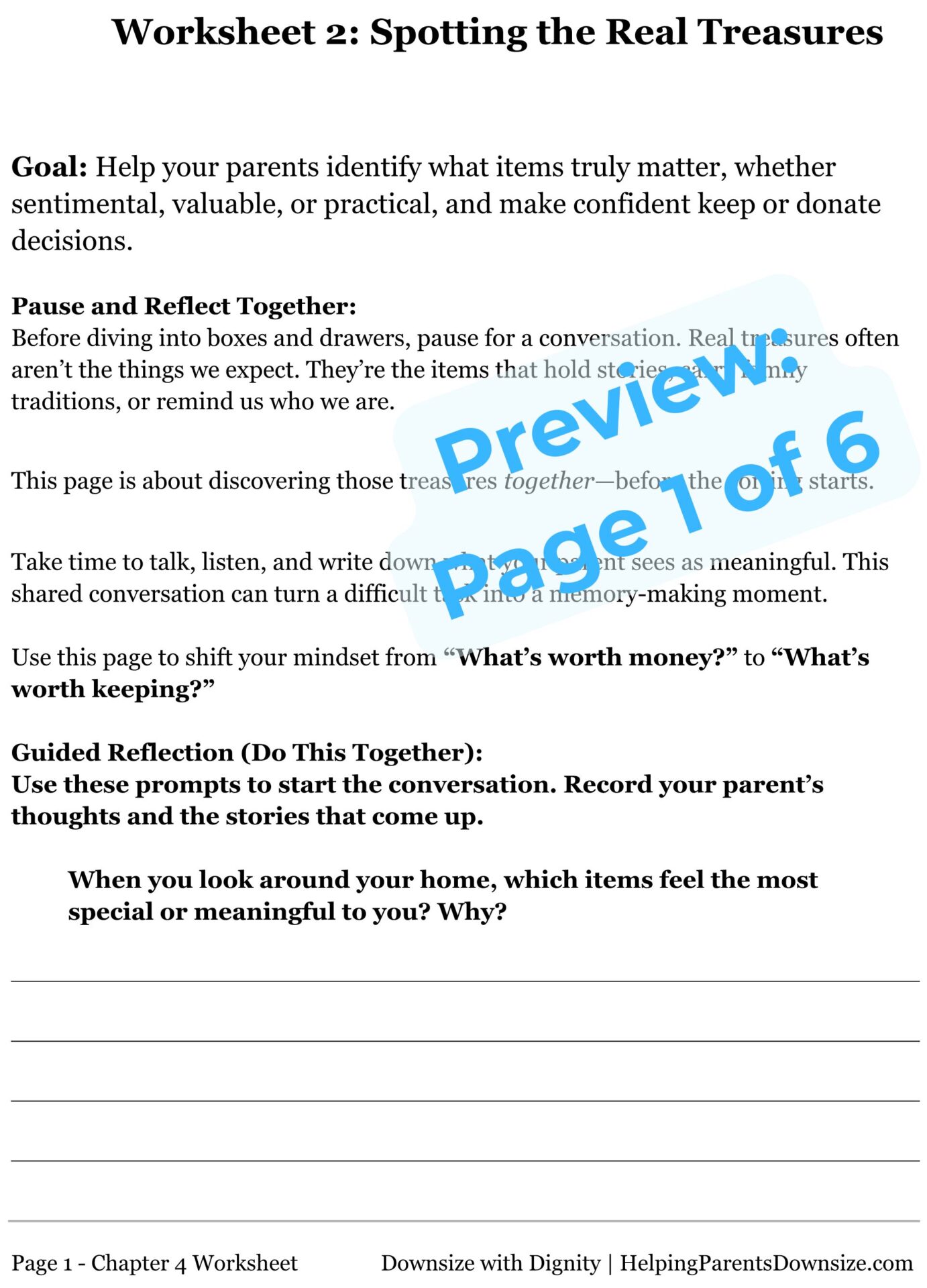 Worksheet 2: Decluttering Checklist for Seniors