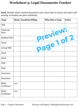 Essential Legal Documents Tracker for Seniors - Downsizing with Dignity - Larry Burklow Jr