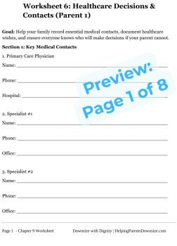 Senior Healthcare Preferences and Medical Contacts List - Downsizing with Dignity - Larry Burklow Jr